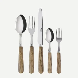 Lavandou, Olive tree wood - 5 pieces cutlery set