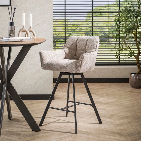 Barkruk boucle stof beige - Afbeelding 2