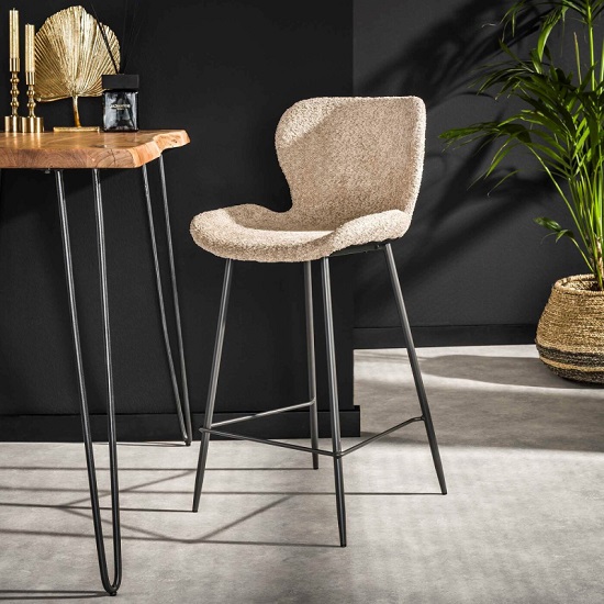 Barkruk boucle stof bruin