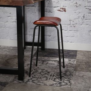Barkruk bruin industrieel leer