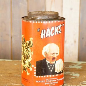 Oud Engels HACKS snoepblik – decoratief reclameblik