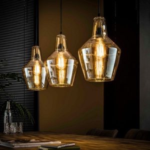 Hanglamp drie glazen kappen