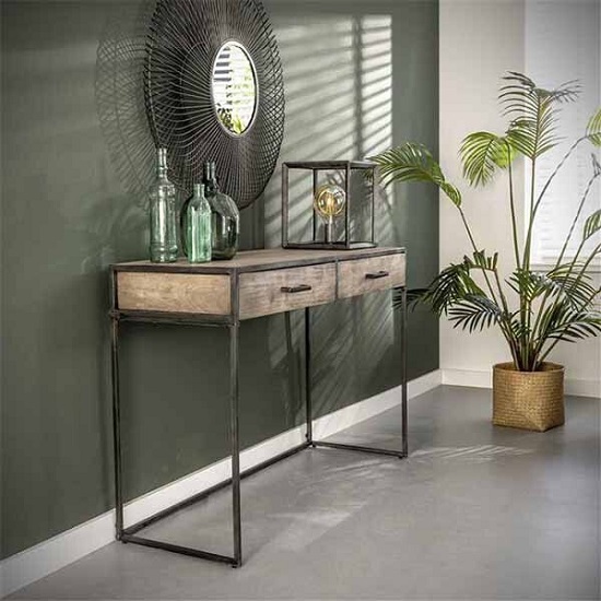 Kaptafel industrieel hout grijs