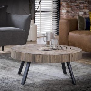 Salontafel rond metaal en hout