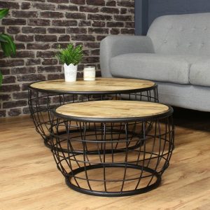 Salontafel zwart mangohout blad
