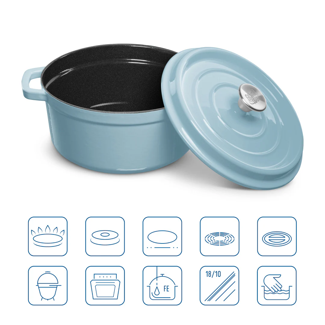 Grand Feu - Geëmailleerde gietijzeren braadpan - 4,7 ltr. licht blauw - Afbeelding 4